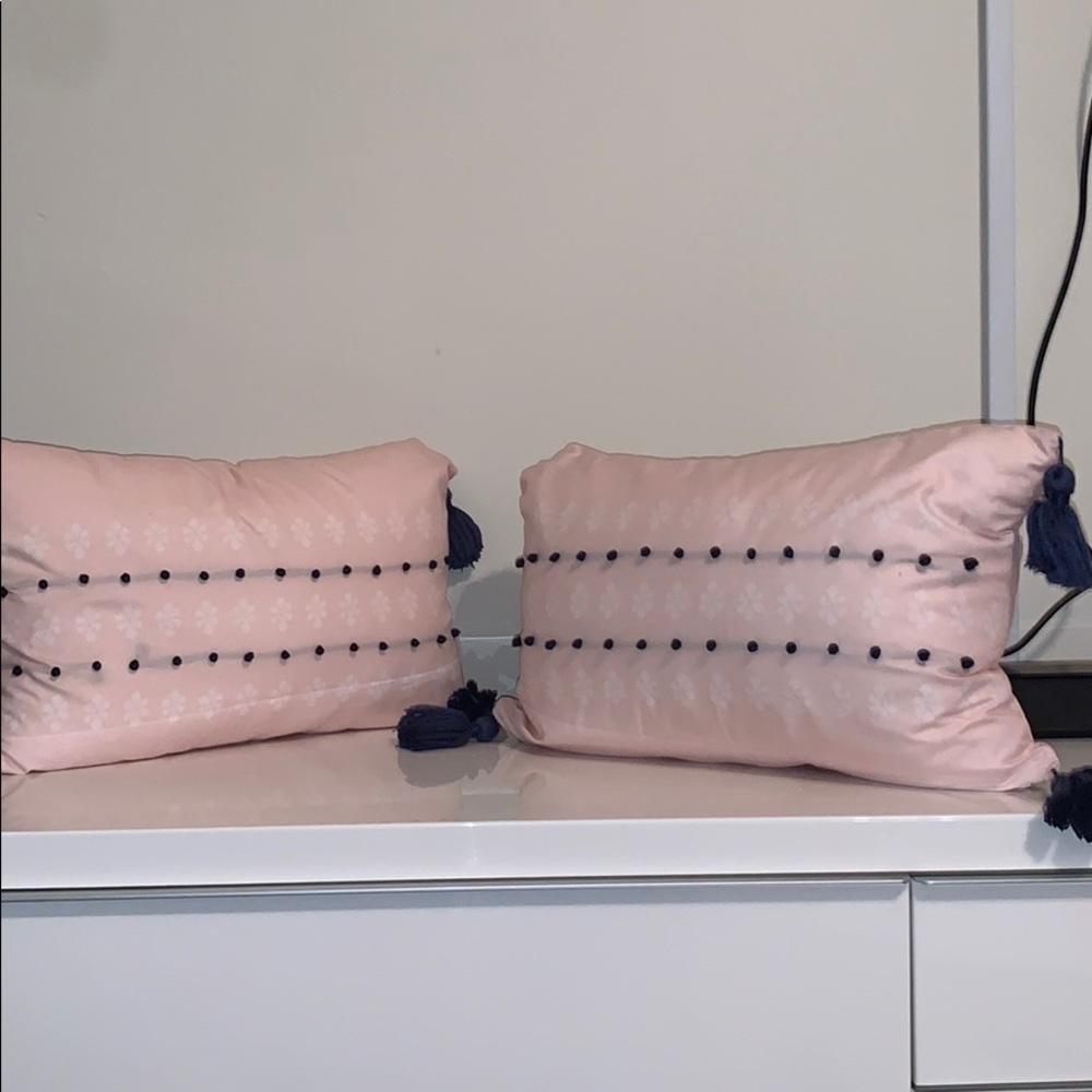 Pink accent pillows